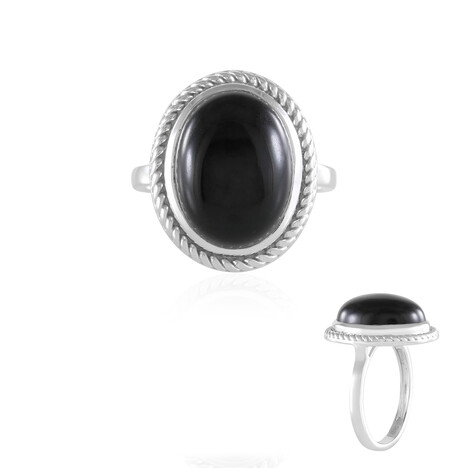 Schwarzer Onyx-Silberring