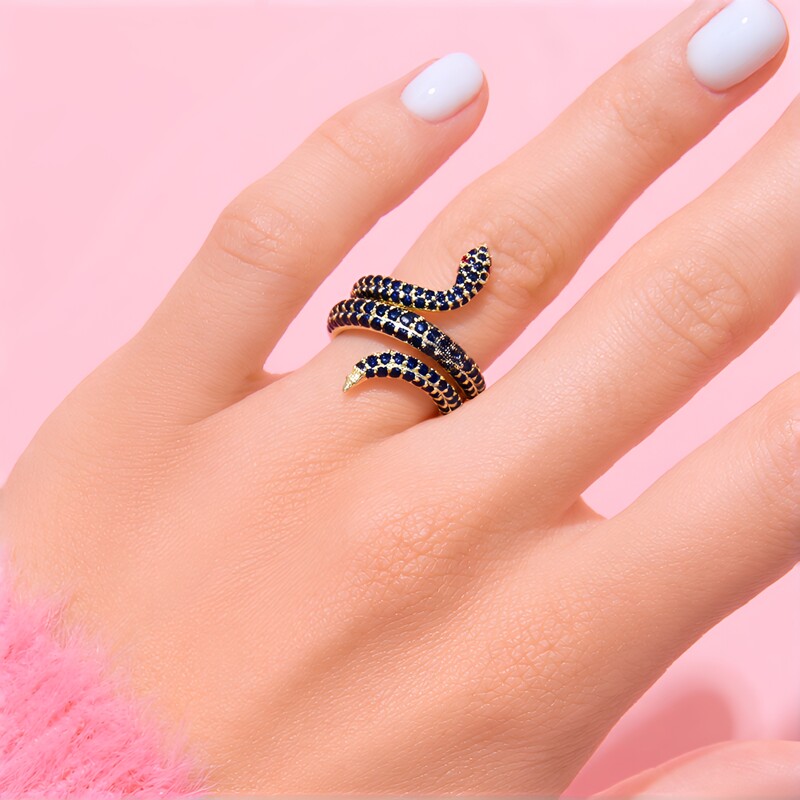 Zilveren ring met zwarte saffieren (Adela Silber)