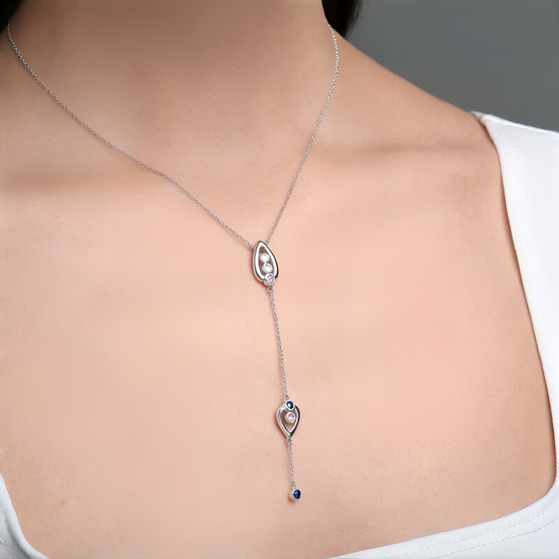 Edelstein-Silberhalskette (Jahdo)