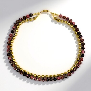 Collana in argento con Rodonite (Riya)