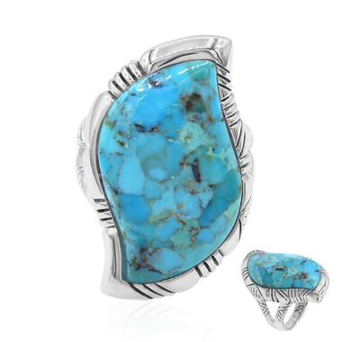 Bague en argent et Turquoise bleue de Mohavie (Art of Nature)