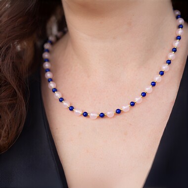 Choker ze stali - Kwarc różowy (Riya)