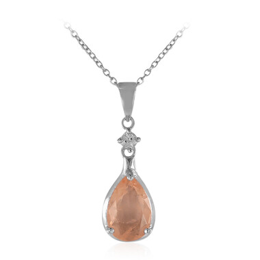Collier en argent et Quartz pêche pastel