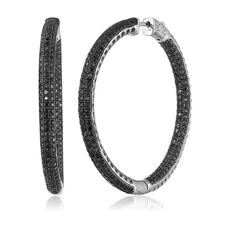 Schwarzer Spinell-Silberohrringe