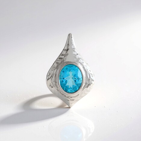 Ciondolo in argento con Topazio Blu Paraiba (MONOSONO COLLECTION)
