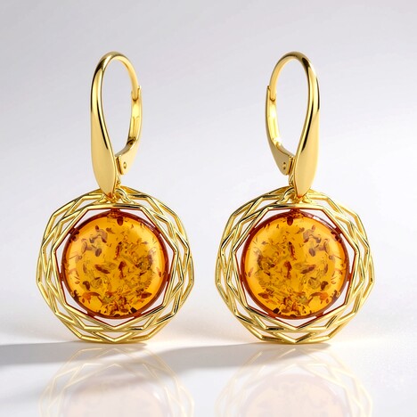 Orecchini in argento con Ambra Baltica Cognac (dagen)