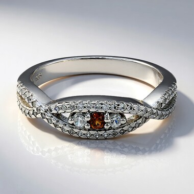 Anillo en plata con Zafiro naranja