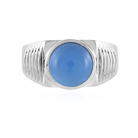 Anello da uomo in argento con Calcedonio Blu