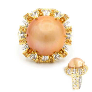 Goldene Mabe-Perlen-Silberring (Gems en Vogue)