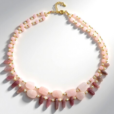 Collier en argent et Quartz rose (Riya)