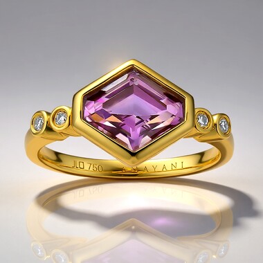 Pinkfarbener Diaspor-Goldring (AMAYANI)