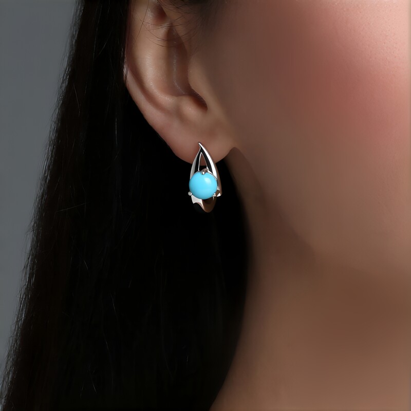 Zilveren oorbellen met Sleeping Beauty Turkooisen (de Melo)