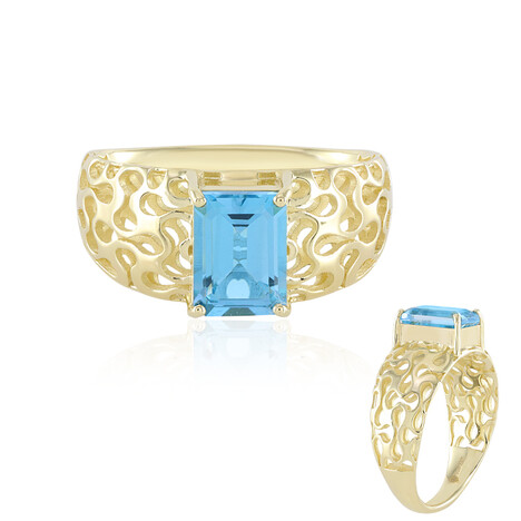 Bague en or et Topaze bleu Suisse (Ornaments by de Melo)