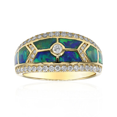Lightning Ridge-Schwarzer Opal-Goldring (CIRARI)