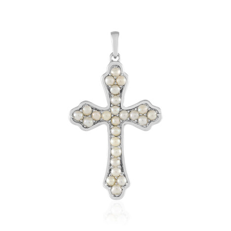 Weiße Süßwasserzuchtperlen-Silberanhänger