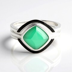 Anello in argento con Calcedonio Verde