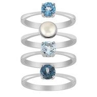 Anillo en plata con Topacio azul suizo