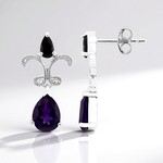Boucles d'oreilles en argent et Améthyste de Zambie