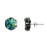 Gem Silica Druzy Silver Earrings (Bali Barong)