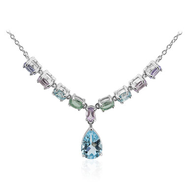 Himmelblauer Topas-Silbercollier