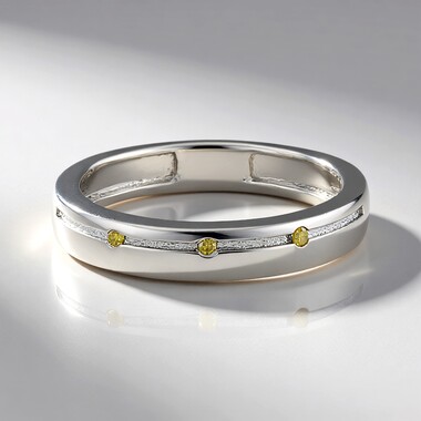 Anillo en plata con Diamante amarillo I2