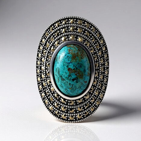 Bague en argent et Chrysocolle (Annette classic)