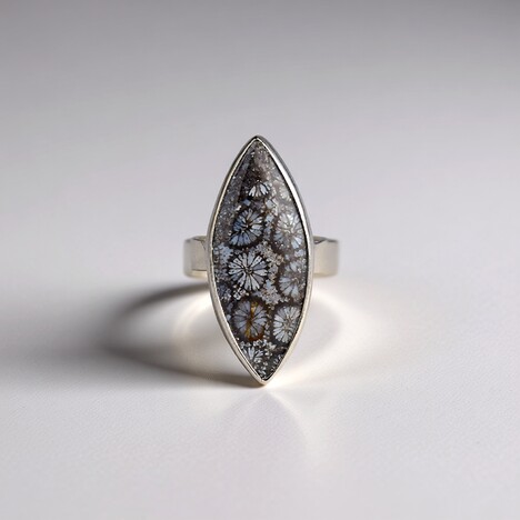 Anello in argento con Corallo Pietrificato
