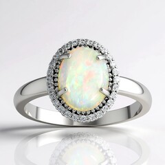 Bague en argent et Opale d'Australie