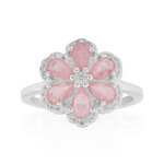 Pinkfarbener Pastell-Quarz-Silberring