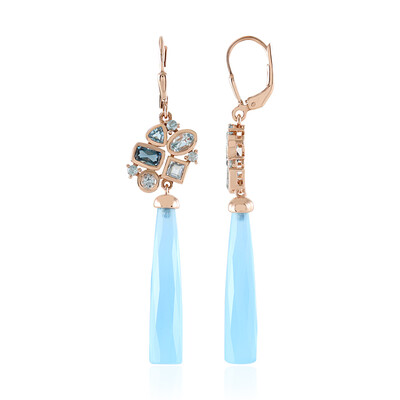 Zilveren oorbellen met Blauwe chalcedonen (KM by Juwelo)