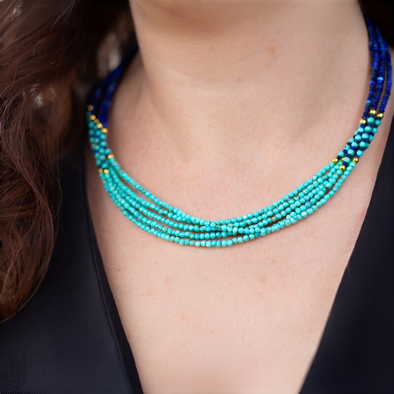 Edelstein-Silberhalskette (Riya)