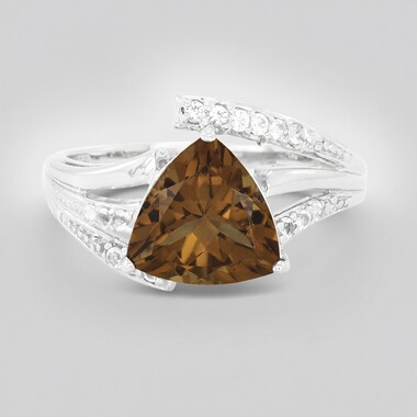 Bague en argent et Quartz cognac