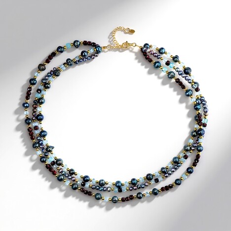 Collana in argento con Perla Nera di Acqua Dolce