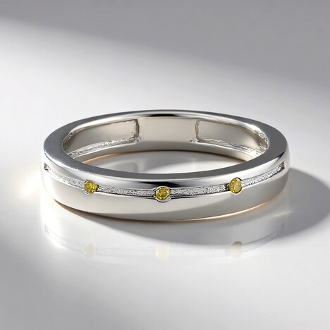 Anello in argento con Diamante Giallo I2