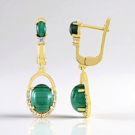 Orecchini in argento con Malachite (Adela Silber)