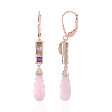 Pendientes en plata con Ópalo rosa (KM by Juwelo)