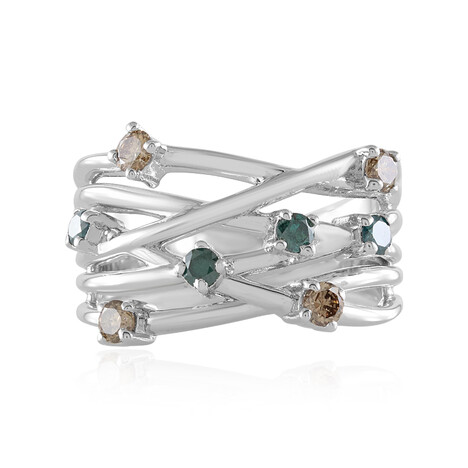 Bague en argent et Diamant bleu I2