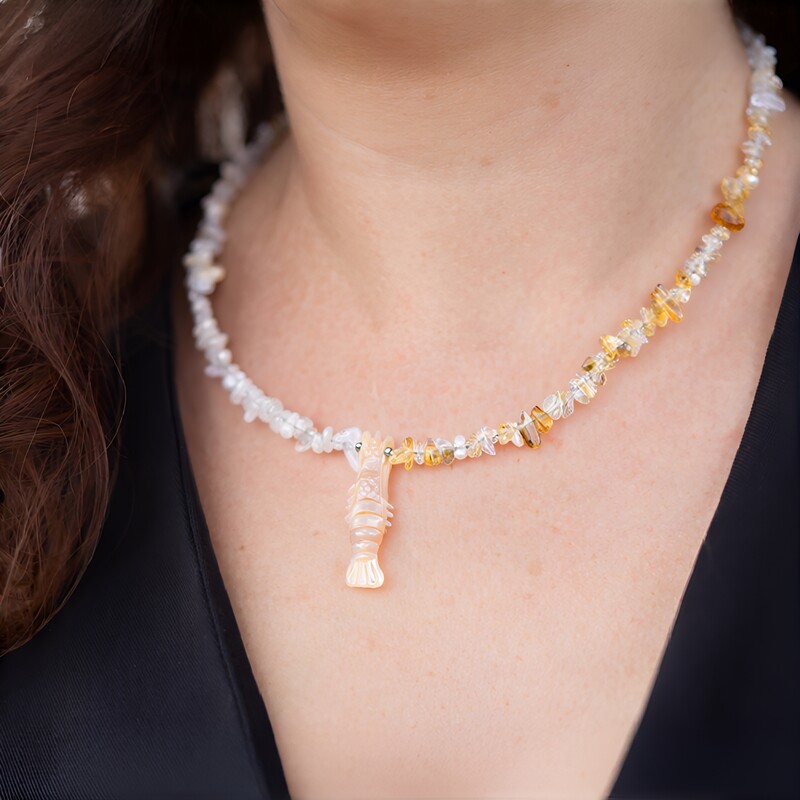 Zilveren halsketting met een parelmoer