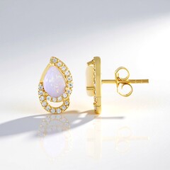 Boucles d'oreilles en argent et Opale d'Australie