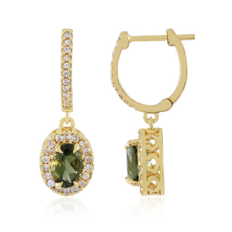 Pendientes en plata con Moldavita