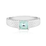 Zilveren ring met een Paraiba kleurige smaragd