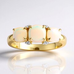 Anello in oro con Opale Bianco Brasiliano