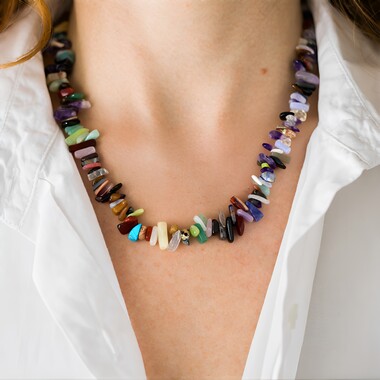 Collana in argento con Gemme miste