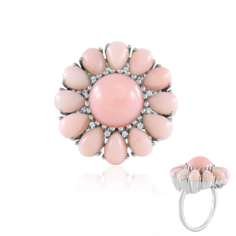 Zilveren ring met een roze opaal (de Melo Essence)