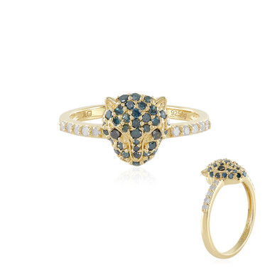 Blauer I3 Diamant-Silberring