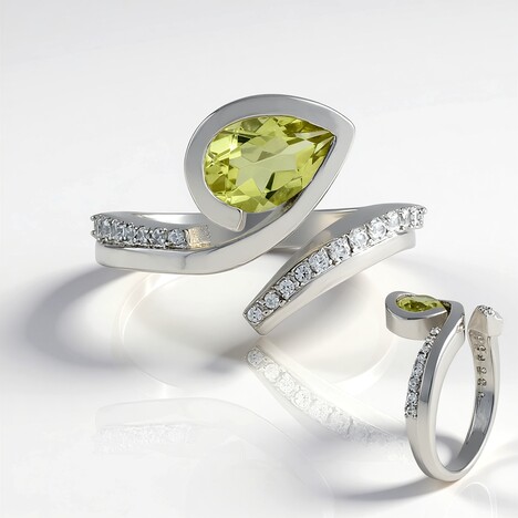 Anello in argento con Quarzo Ouro Verde