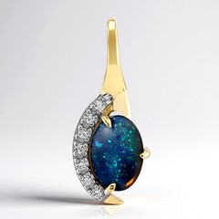 Pendentif en or et Opale noire de Lightning Ridge