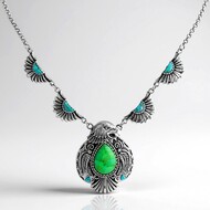 Collana in argento con Turchese Kingman Mohave Verde (Faszination Türkis)