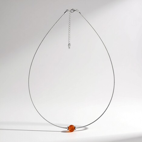 Collana in argento con Ambra Baltica Cognac (MONOSONO COLLECTION)