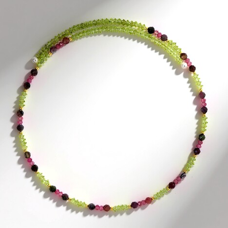 Collier ras du cou en acier et Tourmaline (Riya)